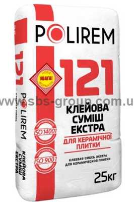 Клей для плитки эластифицированный Полирем 121, 25кг