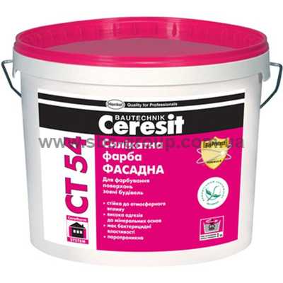 Краска силикатная CERESIT CT 54 БАЗА, 10л