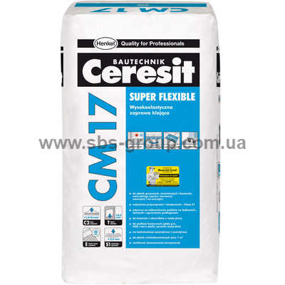 Еластичная клещая смесь CERESIT СМ-17, мешок 25 кг